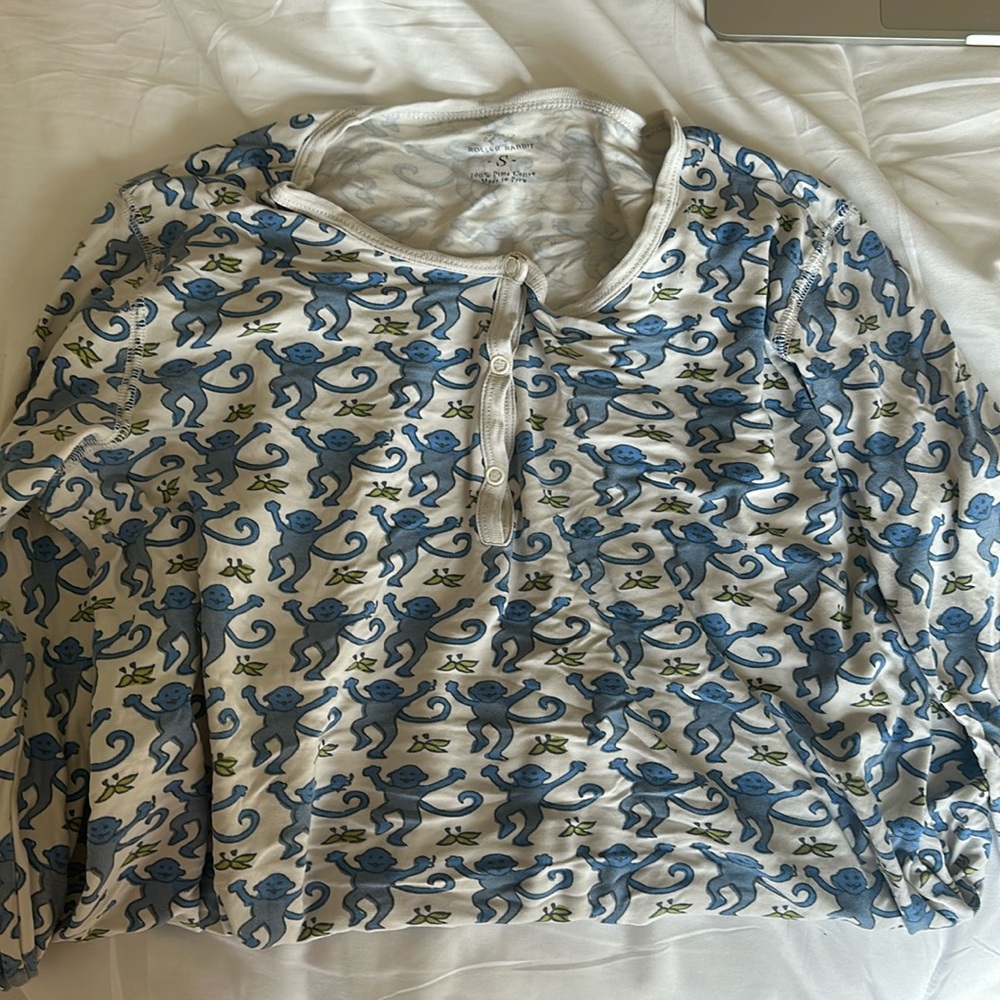 Roller Rabbit Blue Monkey Pjs Size Small - image 1